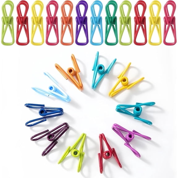 20 Pack Assorted Chip Bag Clips Utility - PVC 2 Inch Coated Colorful Sealer for Sealing Food - Paper Holder, Clothesline Clip for Laundry Hanging, Kitchen Bags, Multipurpose Clothes Pins
