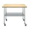 thumbnail image 2 of 24" x 48" Maple Wood Top Work Table with Adjustable Undershelf and Wheels, 2 of 9