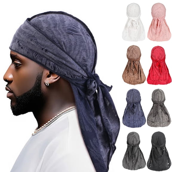 Men's Silky Breathable Durag Headwrap Cap with Neck Drape for Sun and Wind Protection