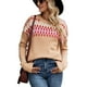 thumbnail image 5 of Long Sleeve Vintage Sweater, Ribbed Collar Crewneck Fashion Comfortable Vintage Printed Knitted Pullover For Female For Home, 5 of 7