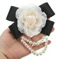 thumbnail image 4 of Uxcell Camellia Flower Brooch Silk Pearl Tassel Fabric Bowknot Corsage Clips Pins for Women Cream, 4 of 6