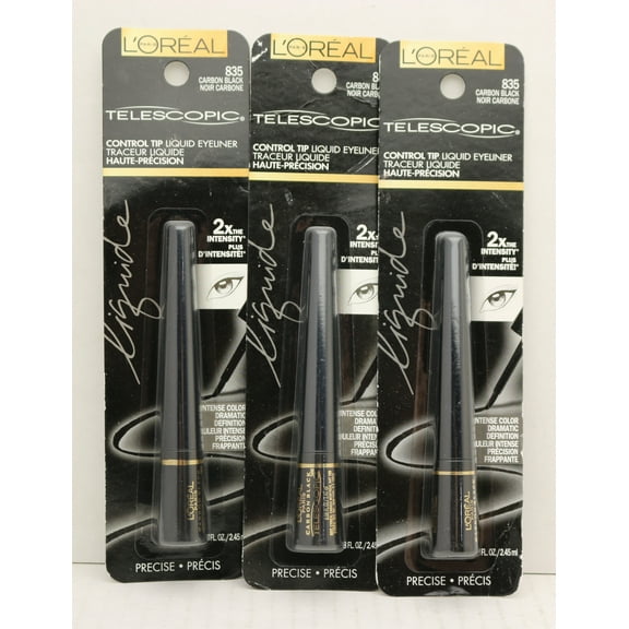L'Oreal Paris Telescopic Liquid Eyeliner, Carbon Black 835, 0.08 fl oz (3 Pack)