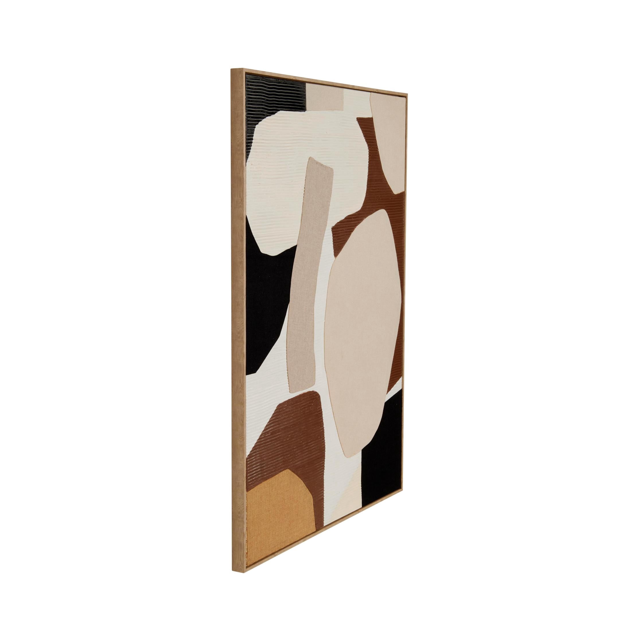40" x 56" Abstract Overlapping Circle Geometric Framed Wall Art with Cream Accents, by DecMode