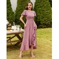 thumbnail image 4 of AURA Plus Size Women Sequin Formal Party Dress Flutter Short Sleeve Wedding Cocktail Long Evening Dress, 4 of 6
