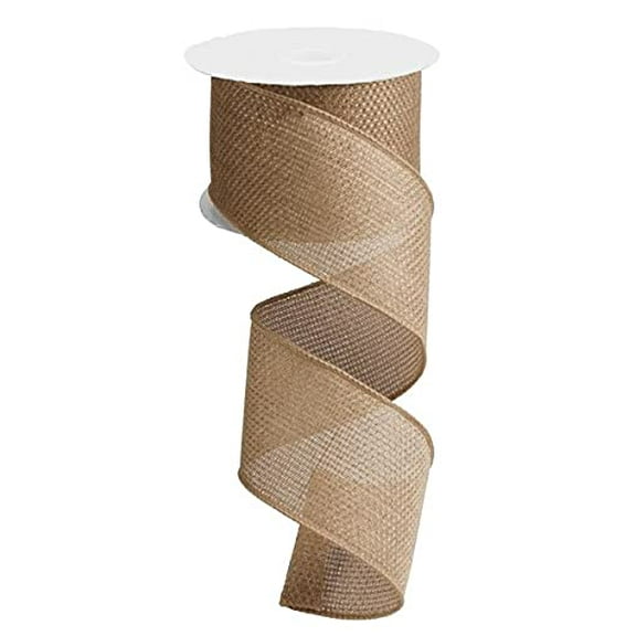 Cross Royal Burlap Wired Ribbon, Biege - 2.5 Inches x 10 Yards