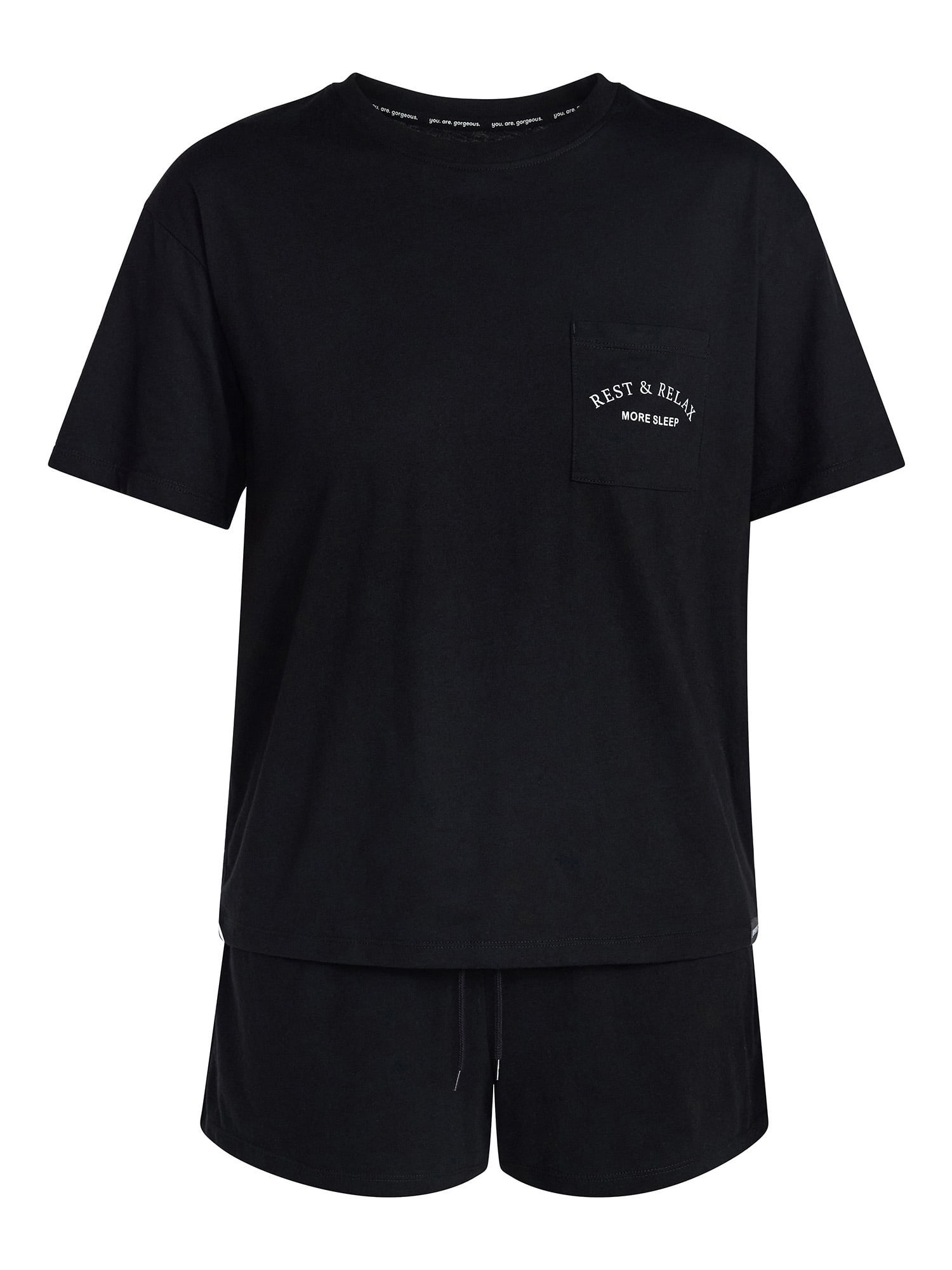 Joyspun Women's Short Sleeve Top and Shorts Pajama Set, 2-Piece, Sizes XS-3X