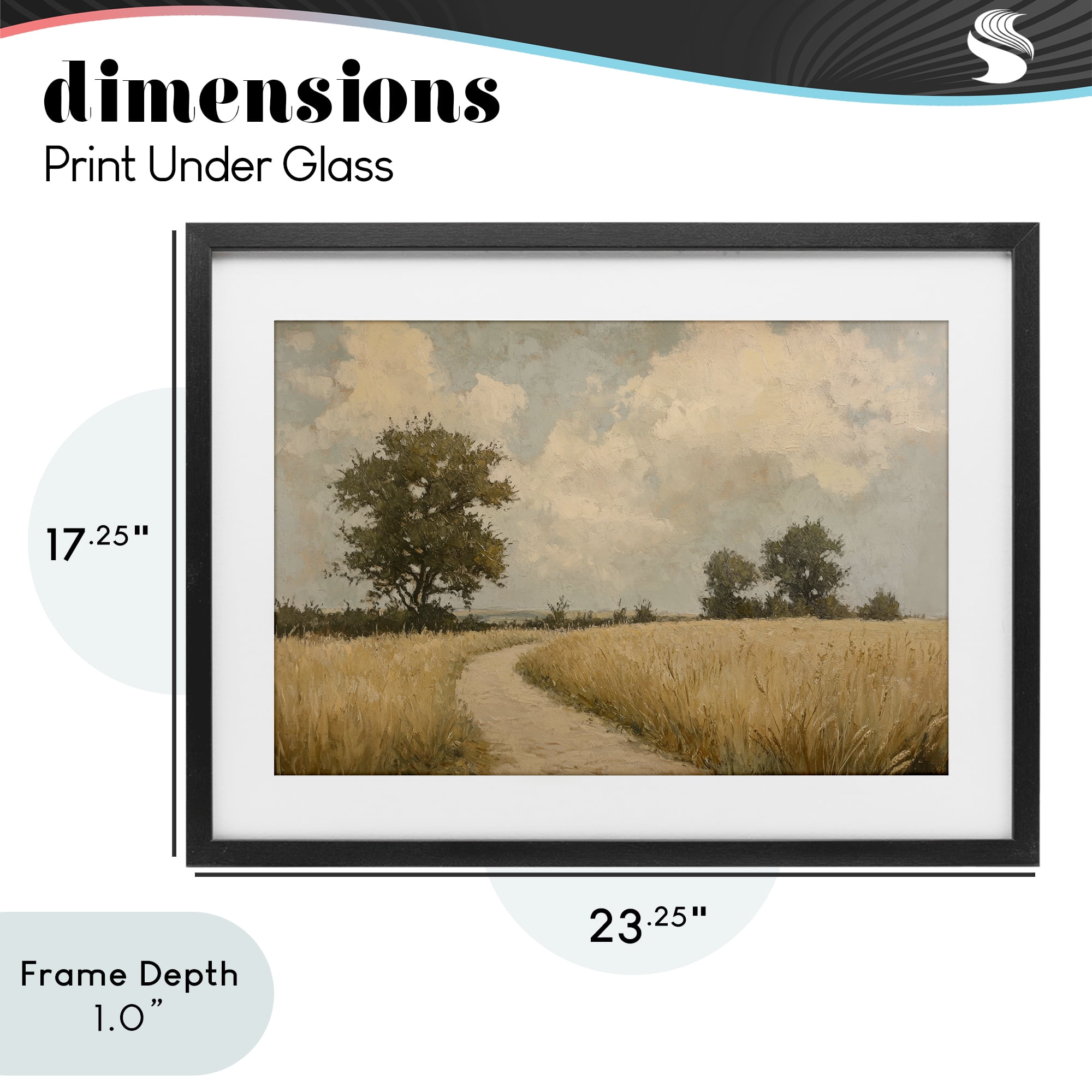 Stupell Industries Soft Field of Wheat Black Framed Print Under Glass, design by Petal Prints Design