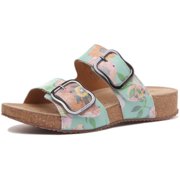 Josef Seibel Tonga 64 Womens Floral Leather Sandal With 2 Buckle Strap In Mint Size 6