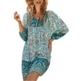 thumbnail image 3 of Taoocy Women Casual Floral Print Dresses Summer Boho V Neck Long Sleeve Flowy Loose Mini Dress, 3 of 7