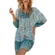 thumbnail image 3 of Lucakuins - Vestido de playa corto de verano para mujer, manga larga, cuello en V, estilo bohemio, vintage, floral Lucakuins  S-XL, 3 of 9