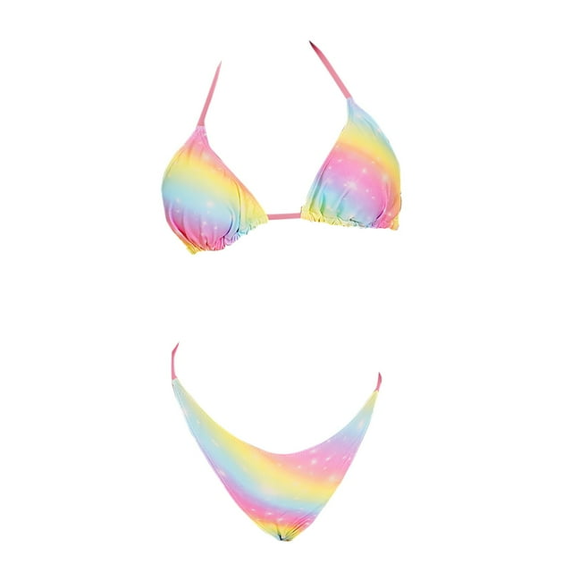WTXUE Ensemble de Maillot de Bain Bikini Taille Haute Maillot de Bain Deux Pièces Imprimé Triangle Col Bikini Maillot de Bain Mince Ensembles (Femmes) Taille g
