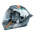 thumbnail image 2 of Casco deportivo para moto Rasen, negro con diseño de cráneo gris naranja XL, 2 of 10