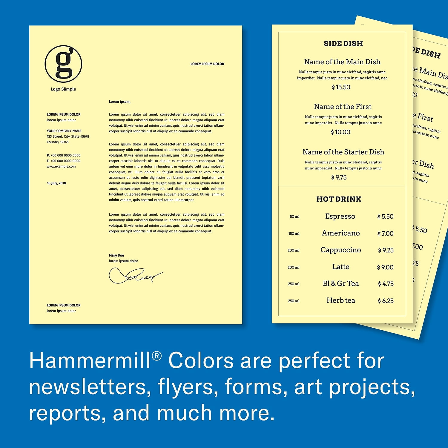 Hammermill 11" x 17" Colored Copy Paper 20 lbs. Canary 500 Sheets/Ream 5/Reams (103382CT)