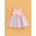 thumbnail image 3 of ITFABS Robe Princesse Sans Manches pour Filles, Nœud, Tulle Tutu Couleur Arc-en-Ciel, 3 of 9