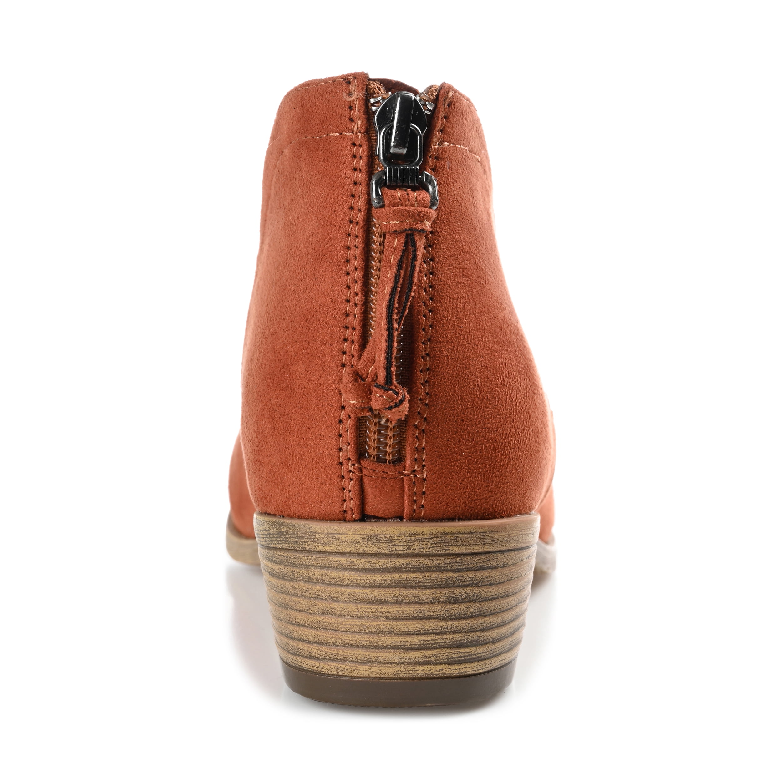 Journee Womens Livvy Back Heel Zip Stacked Heel Booties, Widths Available