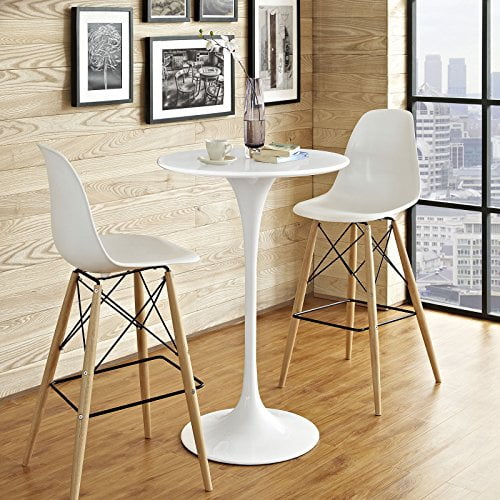 Modway Lippa 28 Table de Bar Moderne Mi-Siècle avec Dessus Rond et Base Piédestal en Blanc