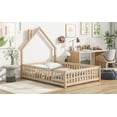thumbnail image 5 of Full House-Shaped Headboard Floor Bed with Fence,Natural, 5 of 9