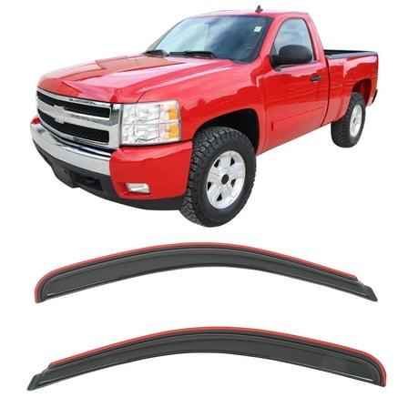 Ikon Motorsports In-Channel Window Visors for 2007-2014 Chevy Silverado GMC Sierra 1500 2500 3500 HD Standard Cab Acrylic Smoke Vent Shade Deflectors 2PCS