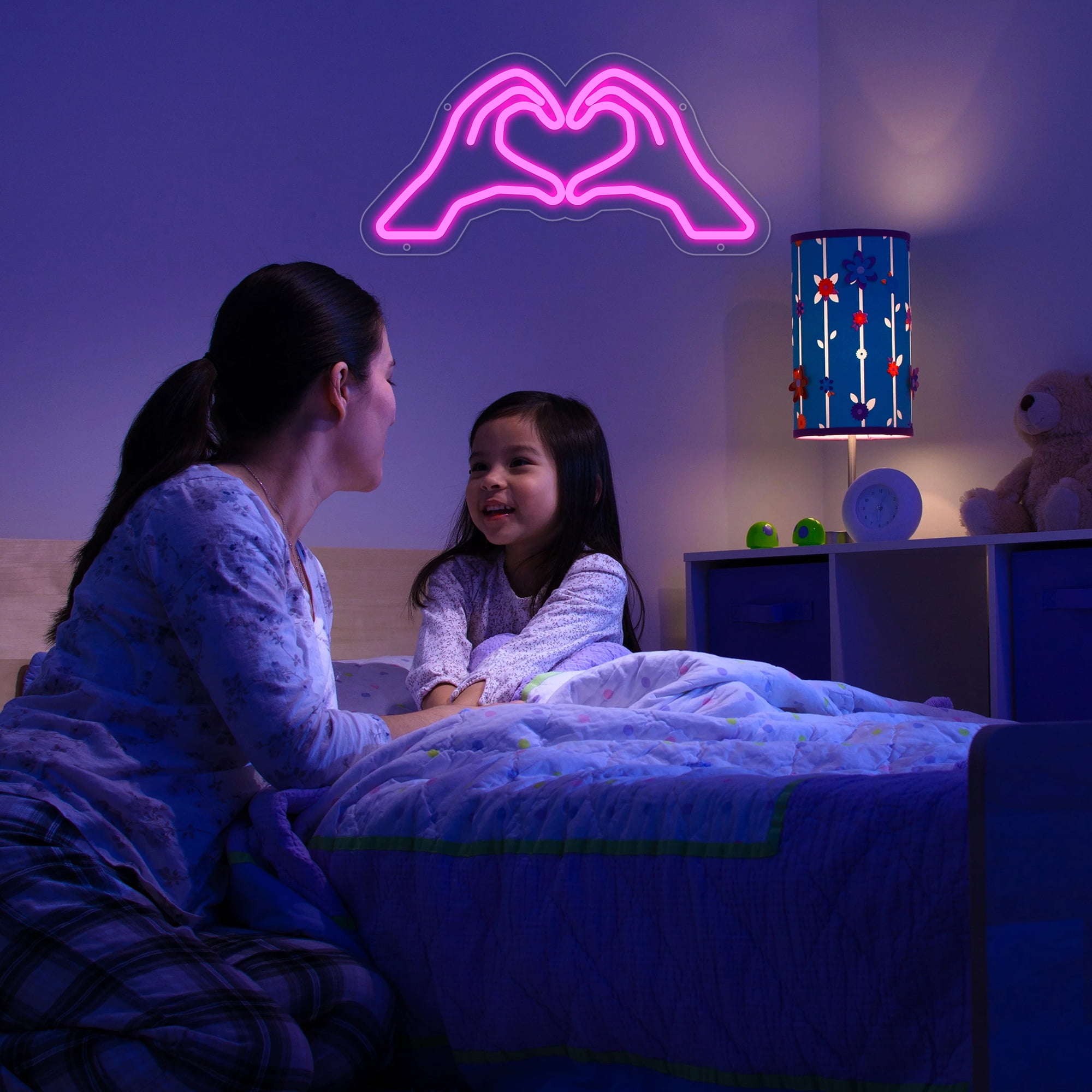 Heart Hands Neon Sign for Wall Decor, Pink Love Hand Neon Light with Dimmer and USB, Gift for Girls Led Light Up Sign for Bar, Hotel, Cafe, VIP Room, Home Decoration
