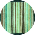 thumbnail image 1 of Ahgly Company Indoor Round Abstract Turquoise Blue Modern Area Rugs, 5' Round, 1 of 4