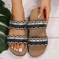 thumbnail image 4 of Modisza Summer Flat Sandals for Women Knitted Strap Comfortable Walking Slides Cork Footbed Beach Vacation Slippers Shoes Black size 6, 4 of 7