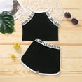 thumbnail image 4 of LNMQLPDBS Baby Clothes for Girls Summer Cute Letters Printed Sleeveless Vest & Side Cut Shorts 2pcs Outfits Halter Camisole Set Toddler Girl Short Sets for Beach Soft Girls Lounge Set, 4 of 8