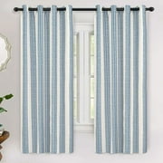 DriftAway Chris Vertical Striped Pattern Linen Blend Lined Thermal Insulated Blackout and Room Darkening Grommet Linen Curtains for Farmhouse Printed 2 Panels, 52" x 63", Jean Navy