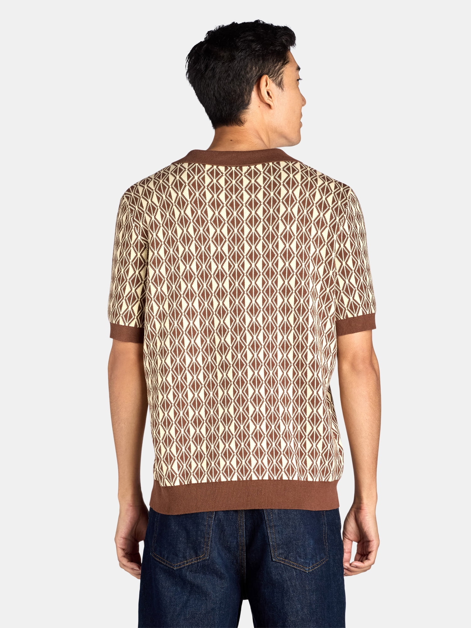 Tribekka 44 Men's Patterned Refined Sweater Polo with Johnny Collar, Sizes XS-2XL