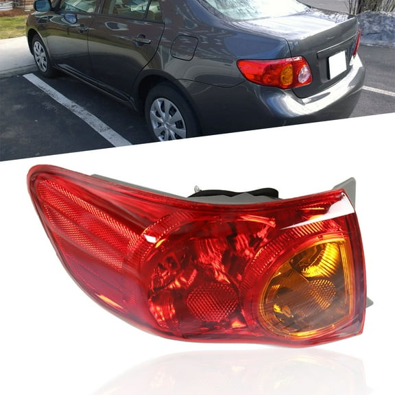 Genrics Outer Body Left Tail Light Assembly Replacement for 2009-2010 Toyota Corolla OE-Style, Replaces Tail Light Rear Brake Lamp Driver Side