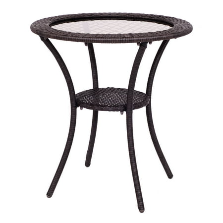 Steel Frame Rattan Wicker Round Coffee, Round Patio Side Table Canada