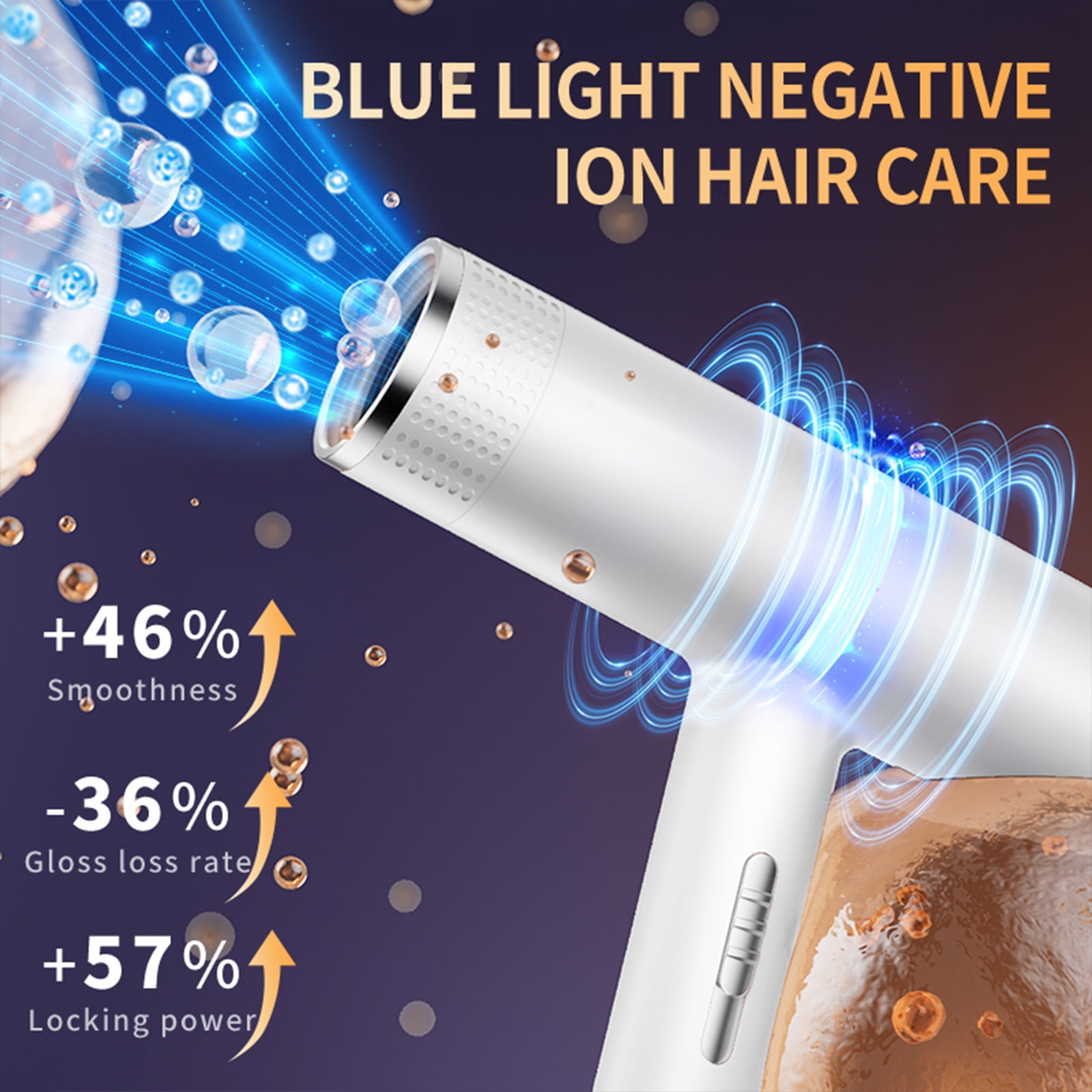 Ionic Hair Dryer, High Power Blow Dryer with Concentrator Nozzle, 3 Speed 3 Heat Settings, Lightweight Travel Design, Fast Drying, Overheat Protection, Salon Styler