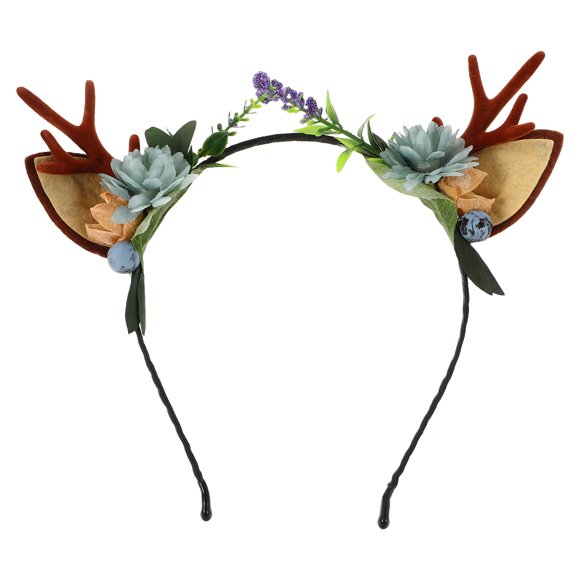 Diadema navideña con forma de cuernos, adorno floral para el cabello, tocado de fiesta para niñas (Patrón 1)