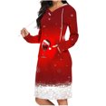 thumbnail image 2 of TIMIFIS Robe Chandail à Capuche Longue Décontractée pour Femme, Robe de Noël Laide, Robe à Capuche Légère à Manches Longues avec Poche, 2 of 6