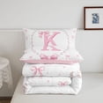 thumbnail image 5 of meiyoeat Cute Coquette Bowknot Full Size Comforter Sets For Kids,Pink Ribbon Bow Initial Letter K Bedding Comforter Set,Pink Reversible,3 Pieces, 5 of 7