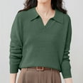 thumbnail image 4 of Duoif Womens Sweaters, Women's Collar Pullover Sweater - Elegant Knitted Base Layer Fall Sweaters for Women Green XL, 4 of 8