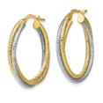 thumbnail image 2 of 10k Gold Two-Tone Polished D/C Hoop Earrings, 2 of 2