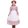 thumbnail image 3 of WOYY Girls Rural Style Floral Long Dress with Long Sleeves & Apron & Hat Set, 3 of 4