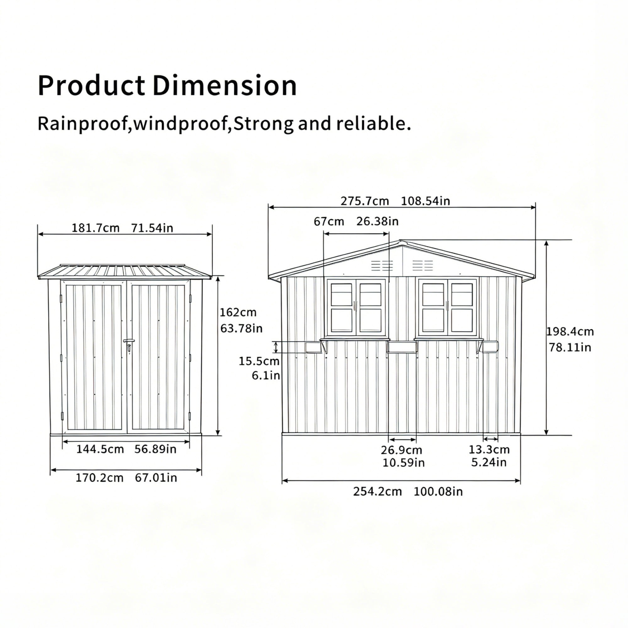 Aukfa 6x9 FT Metal Outdoor Storage Shed with Flower Rack&Lockable Doors, Waterproof Garden Tool Shed for Backyard Patio Lawn, Coal Gray
