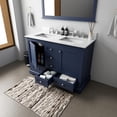 thumbnail image 4 of Dukes 48 in W Navy Blue Double Vanity, Carrara Marble Top, Faucet Set, and 46 in Mirror, 4 of 10