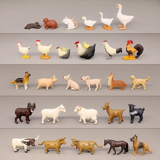 Simulation Miniature Farm Animals Model Chook Duck Goose Sheep Cow Toy Figures Decoration Horse Rabbit Corgi Cibotium BarometzE He Qiyong unisex