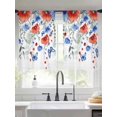 thumbnail image 2 of Red Blue Flowers Sheer Curtains 45 Inch Length 2 Panels Set Window Treatments, Spring Floral Elegant Pastoral Watercolor Rod Pocket Semi Curtains for Living Room/Bedroom/Kitchen Décor, 104"W x 45"L, 2 of 7