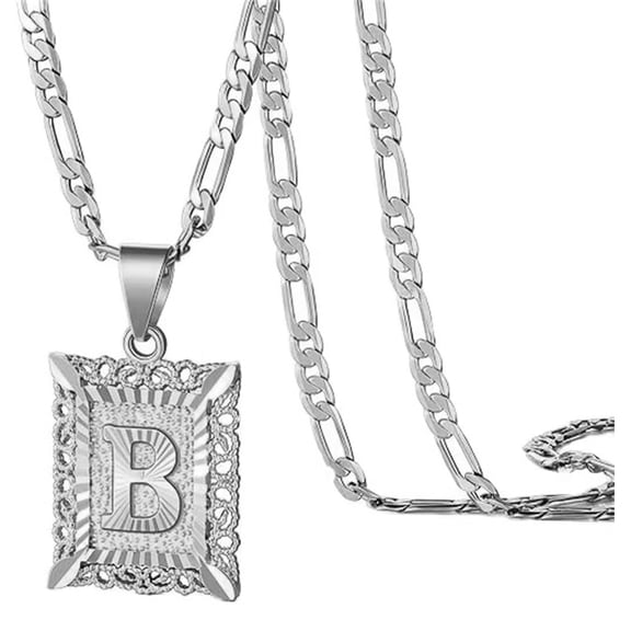 HIJONES Men's Women's Initial B Necklace