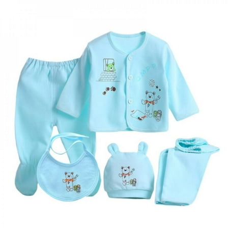 

Baby Girls Clothes Baby Girl Tops Clothing Newborn Kids Baby Girls Outfits Clothes Top+Solid Color Trousers+Hat+Bib Set