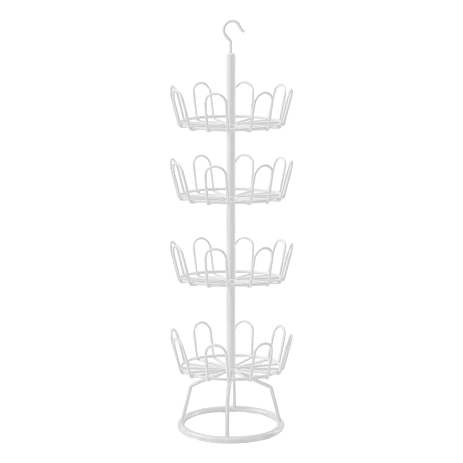 Fiocias 4 Tier Revolving Shoe Tree Round Shoe Organizer Rack Multifunctional 4 Tier Shoe White
