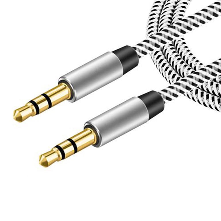 Cavo AUX 3,5 Mm 1 Metro – Hi-Fi Sound Nylon Intrecciato – Placcato Oro – Senza Grovigli