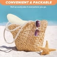thumbnail image 4 of Sombrero de 56-58cm de circunferencia para mujer, Sombrero de Paja de verano y bolsa de paja, dos piezas, bonito sombrero protector solar con flores, 4 of 5