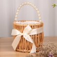 thumbnail image 2 of Cesta de boda de lujo, bolso de mano con perlas para mujer, novedad de 2023, bolso de mujer con cadena de perlas, cesta tejida, bolso de playa informal de ratán cuadrado, 2 of 5