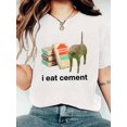 thumbnail image 1 of Funny Cat & Book Print T-shirt, Casual Crew Neck Short Sleeve Top For Spring & Summer, Women's Clothing Tee Tee For Adult, Men, Women, Teen, Teenager, Adolescent, Youth, 1 of 8
