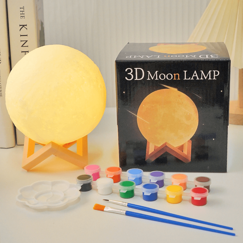 YZEGDCH Paint Your Own Moon Lamp Kit, 4inch Cool Gifts DIY 3D Moon Night Light, Arts and Crafts for K*ids Ages 8-12, Space Art Supplies Craft Kits, Teen Birthday Xmas Gifts Ages 3 4 5 6 7 8 9 10+