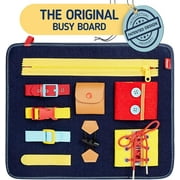 Toddler Busy Board - Montessori Sensory Activity Board for Toddlers - Develops Basic and Fine Motor Skills - Learn to Dress Toys -Learning Toy for Airplane or Car Travel for Toddlers